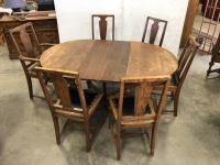 Antique Table and (6) Chair Set with (2) Leaves