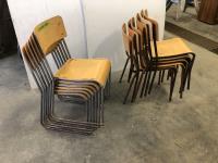 (12) Metal Framed Wooden Stacking Chairs 