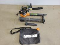 Yardworks 14 Inch Electric Chain Saw and Worx Leaf Blower with Bag