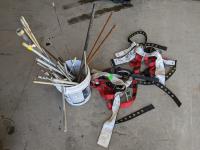 Pail of Threaded Ready Rod and (2) Harnesses 