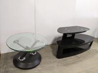 2 Tier Round Glass Moving Coffee Table and 2 Tier Tempered Glass TV Stand 