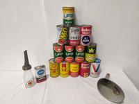 Collection of Antique Oil Cans and Funnels 