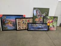 (5) Large Puzzle Framed Pictures 