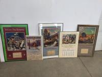 (5) Antique Hudson Bay/Massey-Harris Framed Calendars