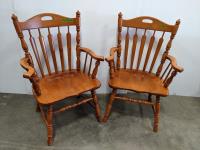 (2) Solid Wood Chairs with Arms 