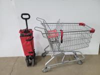Collapsible Wagon and Small Metal Shopping Cart