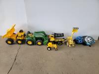 (5) Tractor Toys and Childrens Bike Helmets