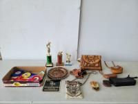 (4) Western Purses, (3) Western Wallets, Mini Leather Saddle, Horse Ribbons & Trophies