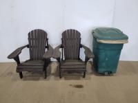(2) Adirondack Chairs and Poly Garbage Can