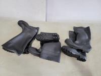 (1) Pair Size 9 (2) Pair Size 10 Steel Toe Black Rubber Boots 