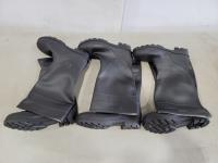 (3) Pairs Size 10 Steel Toe Black Rubber Boots 