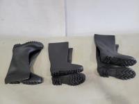 (1) Pair Size 10 Steel Toe and (2) Size 11 Black Rubber Boots 