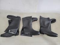 (3) Pairs Size 12 Black Rubber Boots 