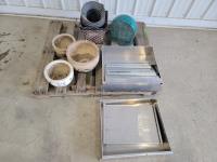 (5) Flower Pots, Lawn Edging, Fan and (2) Stainless Drawers