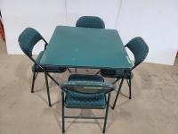 Green Folding Table and (4) Chairs 