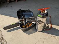 Poulan 42 cc Chainsaw and Mesto Backpack Canister Sprayer 