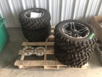 (4) Dirt Commander ATV Tires with Alloy Rims and (2) Hub Adaptors