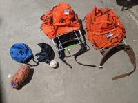 (2) Rigid Frame Hiking Packs and Neoprene Fishing Gloves