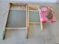 (2) Vintage Washboards and Unopened Box of Soap