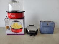 Nostalgia Popcorn Maker, B&D Waffle Iron and Qty of 45 Records