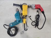 Makita 13 mm Drill, Dewalt 5 Inch Angle Grinder and Milwaukee Corded Drill 