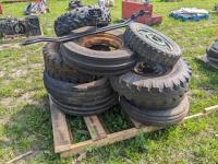 Assorted Tires and Rims, Air Tank with Hose