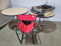 (2) Round Tables and (3) Camping Chairs 