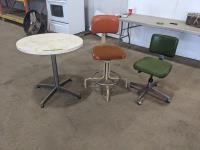 (2) Swivel Chairs and 30 Inch Round Table