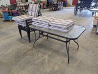 Glass Top Patio Table with 4 Cushioned Chairs