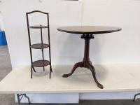 Vintage Folding Parlor Table and Vintage Folding Stand