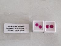 (2) 8.0 mm and (2) 9.0 mm AAA Rated Rose Sapphire Corundum