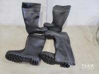 (3) Pairs Size 9 Black Rubber Boots