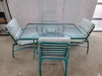 Glass Patio Table and (4) Chairs with Cushions