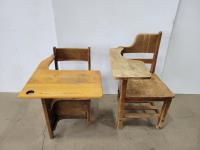 (2) Wooden School Desks 