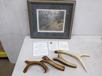Robert Bateman Print and (4) Cribbage Antlers