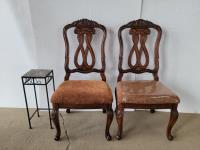 (2) Parlor Chairs and Small Side Table with Tile Top