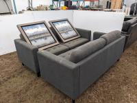 Love Seat, Couch, (2) Framed Pictures