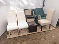 (8) Assorted Chairs, Foot Stool, Ornament