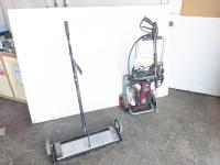 (1) 26 Inch Wheeled Shop Floor Magnet, (1) Briggs & Stratton Gas Pressure Washer