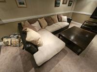 Leather Sectional Sofa with Cushions