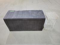 Deck Storage Box and Metal Plant Stand