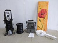 (3) Space Heaters, Wall Art and Vase