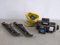 3 HP Electric Motor, Skis and Qty of Misc Bolts