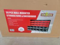 30 Piece Wall Mounted Storage Bins and Backboard