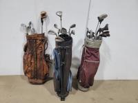(3) Golf Bags with Clubs 