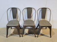(3) Metal Slat Back Stacking Chairs 