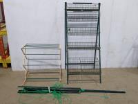 Five Tier Display Rack and (2) Clothes Drying Racks