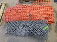 Partial Roll of 3 Ft Chain-Link Fence and Partial Roll of 4 Ft Snow Fence