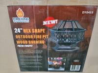 24 Inch Hex Shape Wood Burning Fire Pit