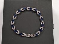 SMARTLIFE Platinum Plated Blue Sapphire Tennis Bracelet